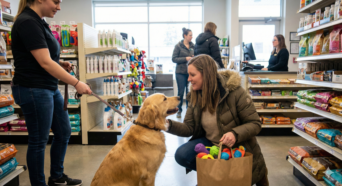 Pet retail store with grooming services